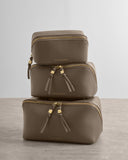 Fold-Out Mirror Makeup Bag, Mink