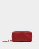 Fold-Out Patent Crackle Mirror Makeup Bag, Crimson