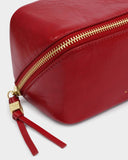 Fold-Out Patent Crackle Mirror Makeup Bag, Crimson