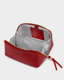 Fold-Out Patent Crackle Mirror Makeup Bag, Crimson