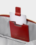 Fold-Out Patent Crackle Mirror Makeup Bag, Crimson