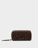 Fold-Out Mirror Makeup Bag, Chocolate Leopard