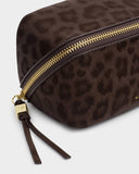 Fold-Out Mirror Makeup Bag, Chocolate Leopard