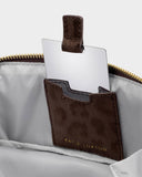 Fold-Out Mirror Makeup Bag, Chocolate Leopard