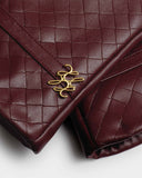 Boxed Woven Faux Leather Gloves, Cherry