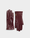 Boxed Woven Faux Leather Gloves, Cherry