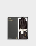Boxed Faux Leather Gloves, Chocolate