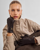 Boxed Faux Leather Gloves, Chocolate