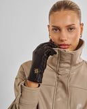 Boxed Faux Leather Gloves, Chocolate