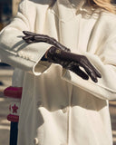 Boxed Faux Leather Gloves, Chocolate