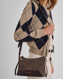 Charlbury Crossbody Bag, Caramel Suedette/Bitter Chocolate