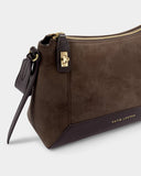 Charlbury Crossbody Bag, Caramel Suedette/Bitter Chocolate