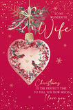 Wife Heart Shaped Robin Bauble