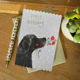Labrador and Flowers Birthday Card