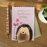 Hedgehog and Flower Birthday Card