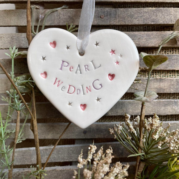 Pearl Wedding Ceramic Heart