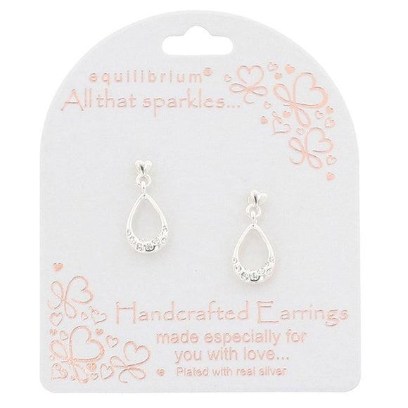 Chic Teardrop Sparkly Dangly Earring - Silver Plated