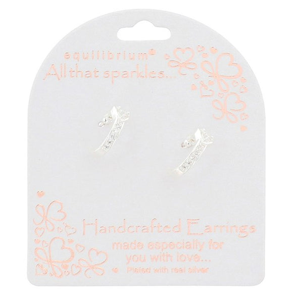 Pretty Heart Sparkly Hoop Earrings - Silver Plated