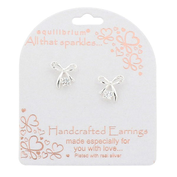 Chic Bow Stud Earrings - Silver Plated