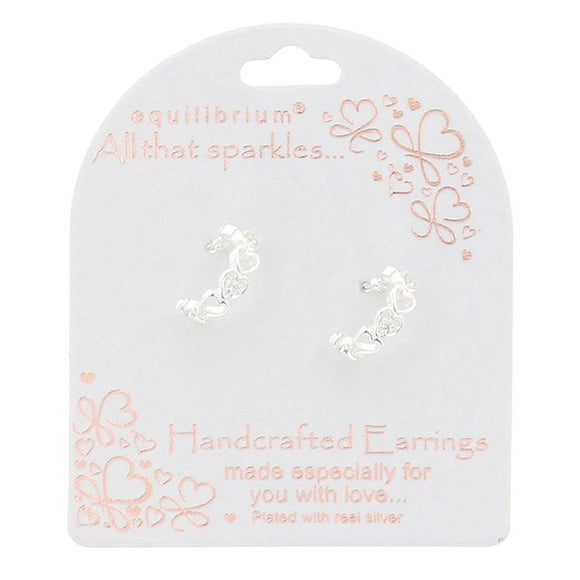 Open Hearts Hoop Earrings - Silver Plated