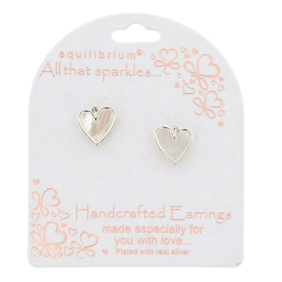 Modern Heart Stud Earrings - Silver Plated