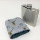 6oz Harris Tweed Hip Flask - Blue Herringbone