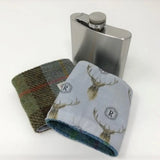 6oz Harris Tweed Hip Flask - Unboxed, Autumn Colours
