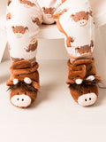 Neutral Hamish Highland Cow Booties - Medium, 6-12 months