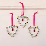 Handmade Beaded Heart Decoration (5X5cm) - Multi-Coloured
