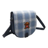 Heather, Highland Cow Blue Saddle Bag