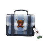 Heather, Blue Highland Cow Satchel Bag