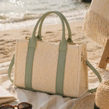 Small Straw Tote Bag - Green