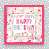 Scottish - Happy Happy Happy Birthday Nessie Greeting Card in Pink