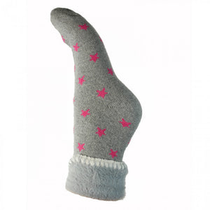 Grey And Pink Star Cuff Socks (4-7)