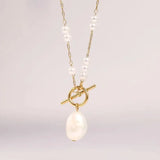 Delicate Pearl T Bar Necklace