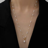 Delicate Pearl T Bar Necklace