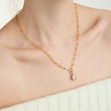 Cz 'Diamond' Paperclip Oval Pendant Necklace