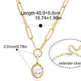 Cz 'Diamond' Paperclip Oval Pendant Necklace