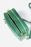 Forest Green Double Zip Vegan Leather Camera Bag