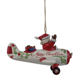 Santa In Airplane Hanging Ornament