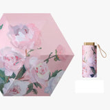 Artist Prints Pocket Size Mini Folded Uv Protected Umbrella,Light Pink Flower