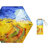 Artist Prints Pocket Size Mini Folded Uv Protected Umbrella, Wheat Fields With Crows