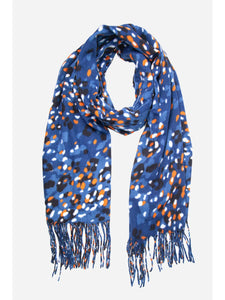 Navy Blue Cluster Animal Print Heavyweight Scarf