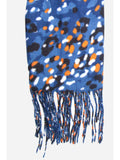 Navy Blue Cluster Animal Print Heavyweight Scarf