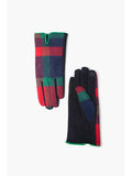 Red Green Tartan with Pu Trim Gloves