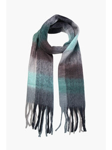 Teal Large Colourblock Square Print Heavyweight Scarf