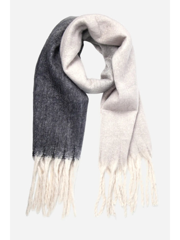 Black and Grey Colourblock Heavyweight Scarf