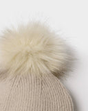 Whipstitch Pom Pom Knitted Hat, Taupe