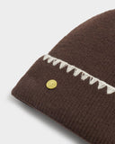 Whipstitch Pom Pom Knitted Hat, Chocolate