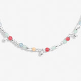 Multi Stone Anklet In Silver Plating